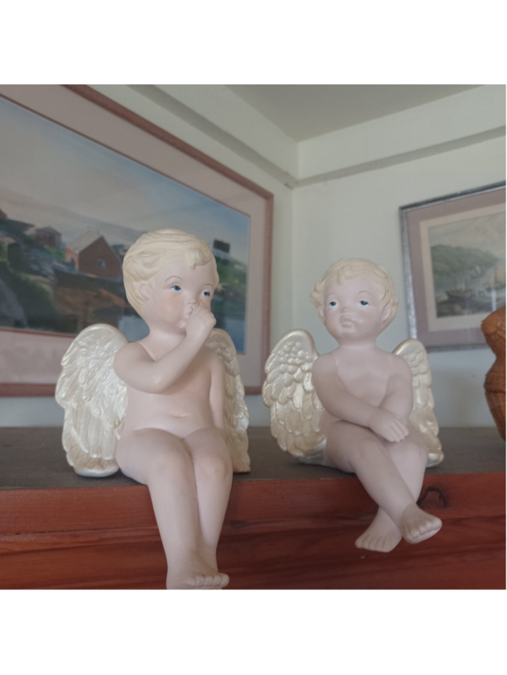 Vintage ceramic handmade Angel's x2